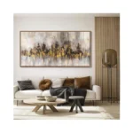 Ydysune Gold Abstract Wall Decor - Brown Canvas... - Coupon