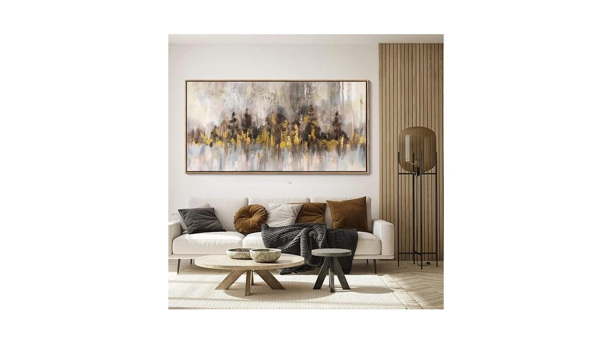 Ydysune Gold Abstract Wall Decor - Brown Canvas... - Coupon