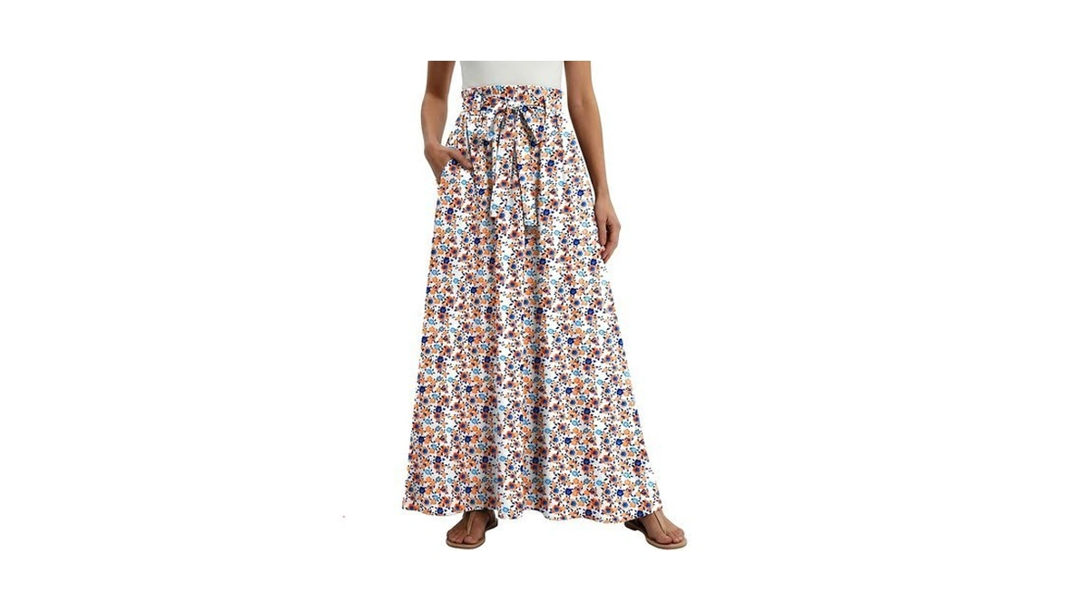 Lepunuo Womens Casual Floral Elastic High Waisted... - Coupon