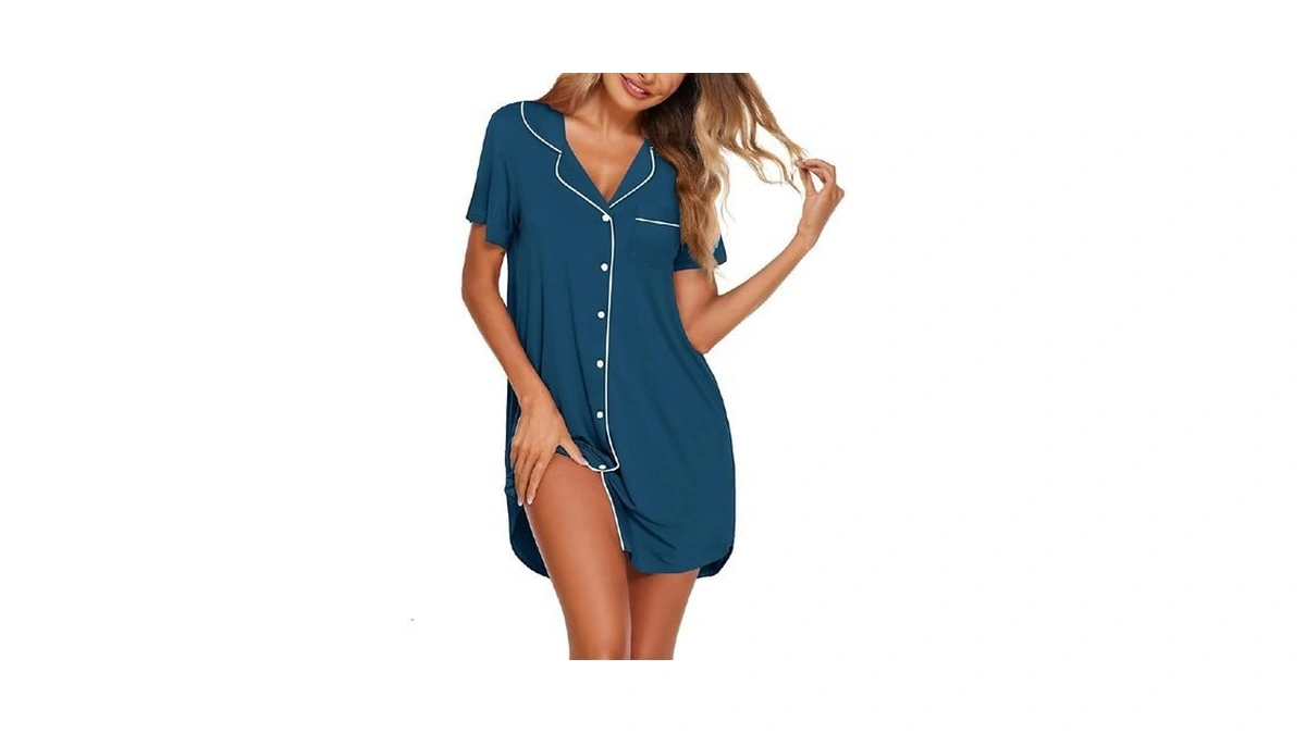 Ekouaer Womens Nightgown Button Down Sleepshirts... - Coupon