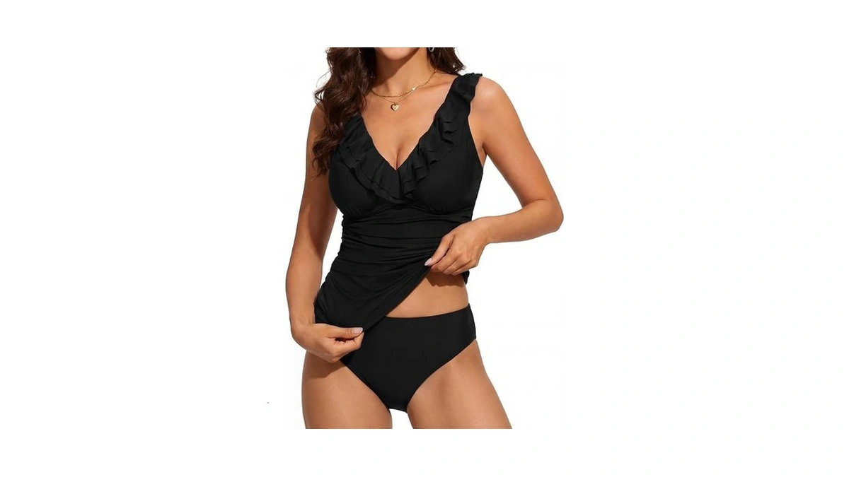 Fauson Tankini Swimsuits For Wowen Two Piece Tummy... - Coupon
