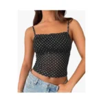 Women S Polka Dot Mesh Top Spaghetti Straps... - Coupon