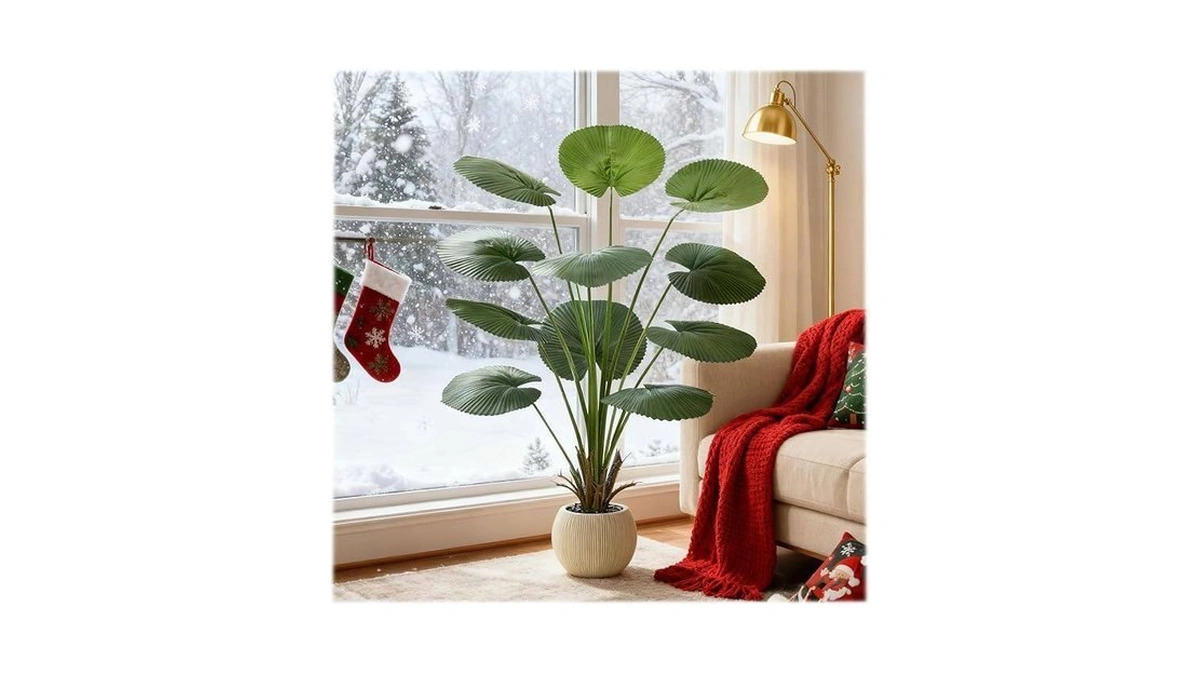 Txabl Artificial Palm Tree Faux Fan Palm Tree 5ft... - Coupon