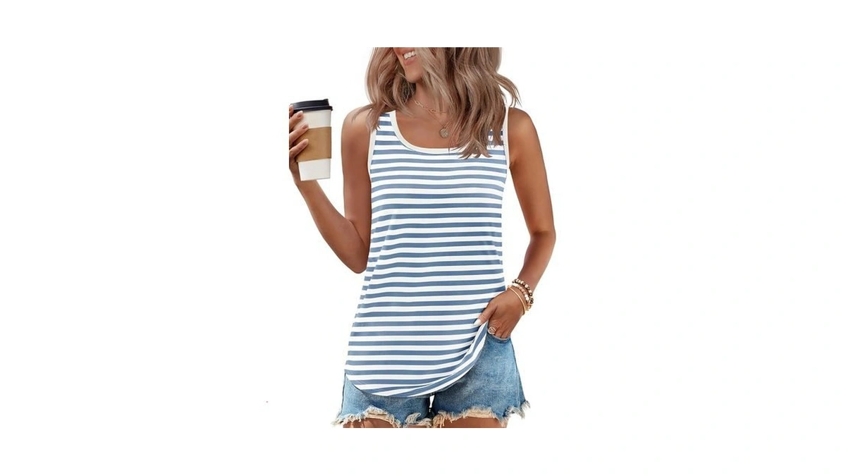 Zesica Women S Summer Casual Striped Tank Top... - Coupon