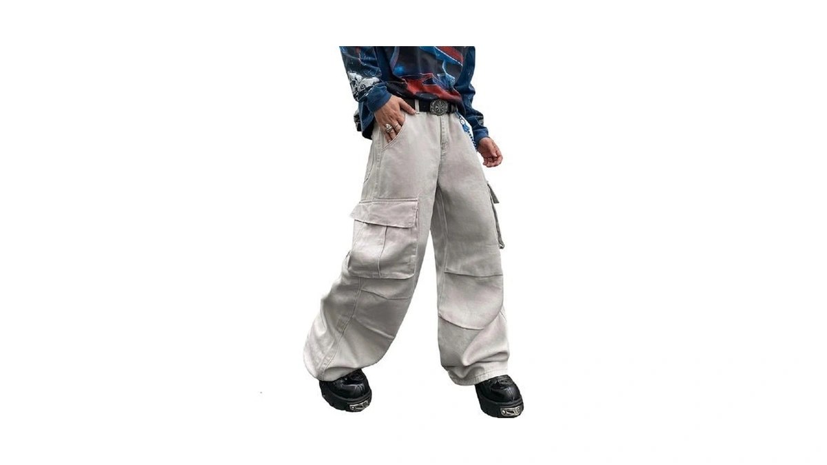 Qgrswbc Mens Cotton Cargo Jeans Casual Loose Fit... - Coupon