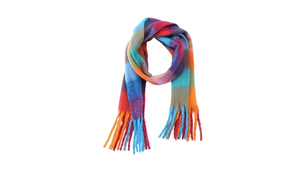 Gxihouslgc Winter Women Warm Rainbow Scarf Cold... - Coupon