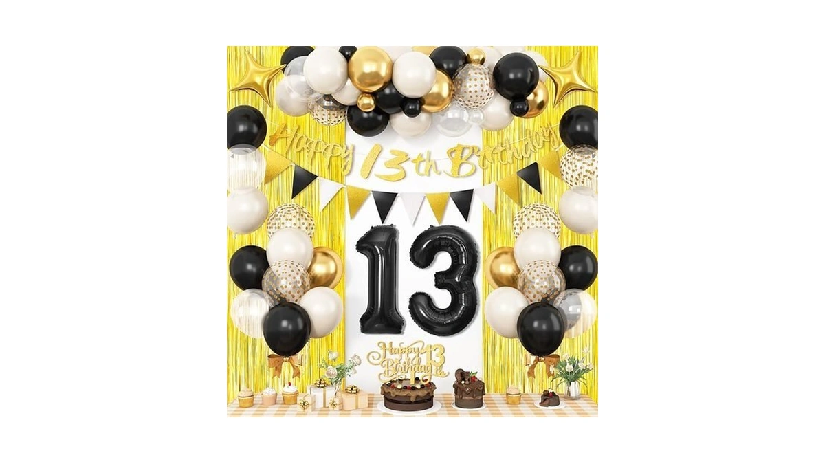 13th Birthday Decorations For Boys Black Gold And... - Coupon