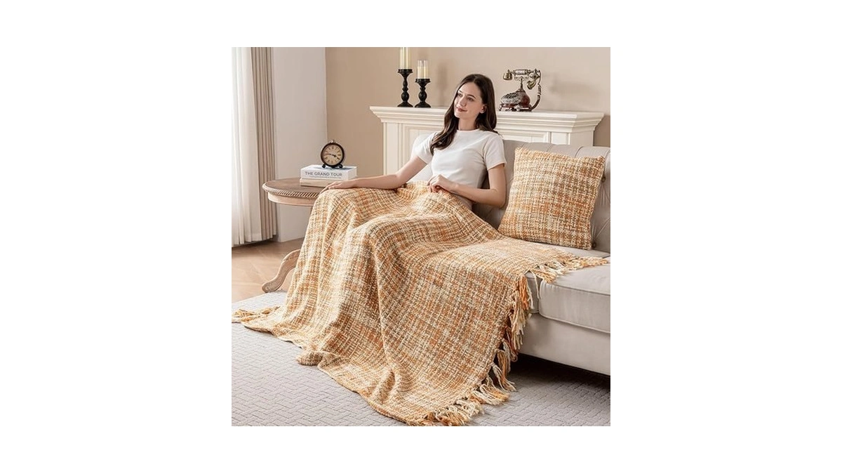 Feabuccy Soft Neon Color Knit Throw Blanket With... - Coupon