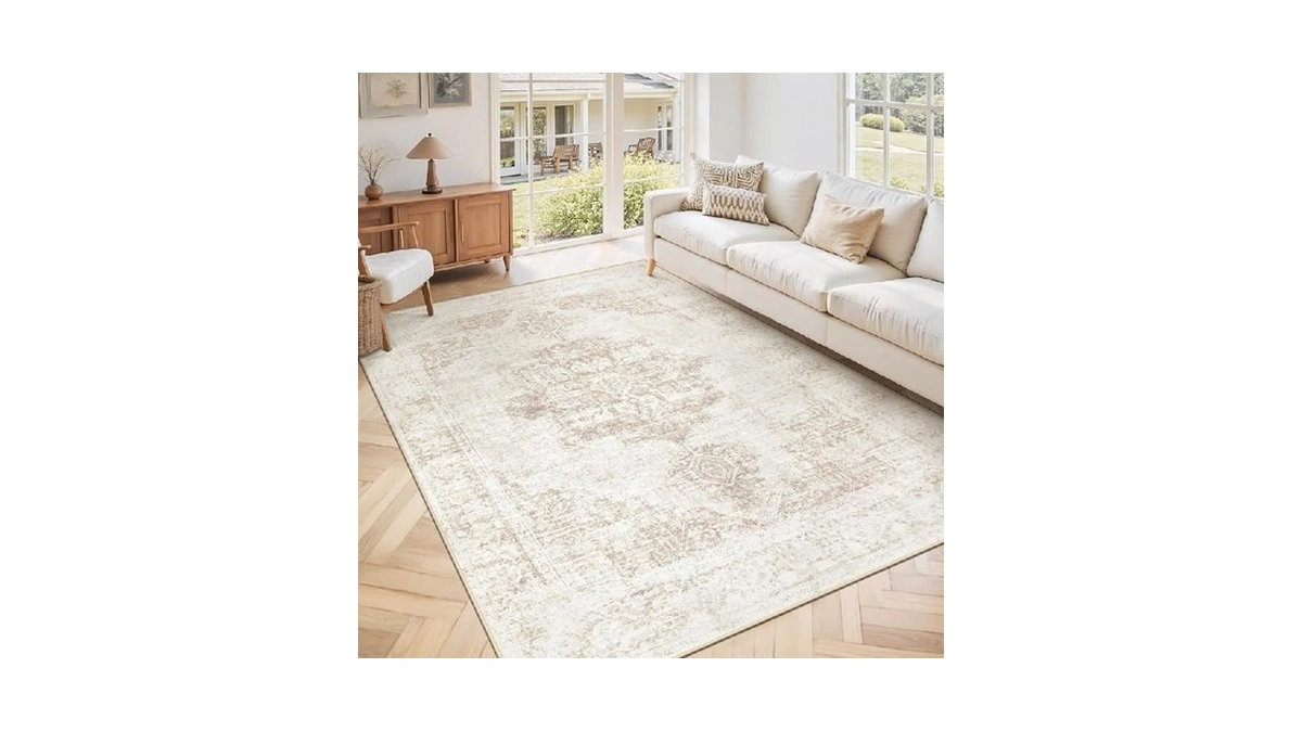 Area Rug 5x7 Washable Rug Vintage Medallion Living... - Coupon