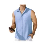 Coofandy Sleeveless Shirts For Men Beach Button-up... - Coupon