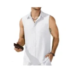 Coofandy Mens Tank Top Button Down Sleeveless Beach... - Coupon