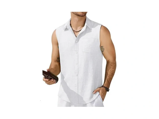 Coofandy Mens Tank Top Button Down Sleeveless Beach… – Coupon