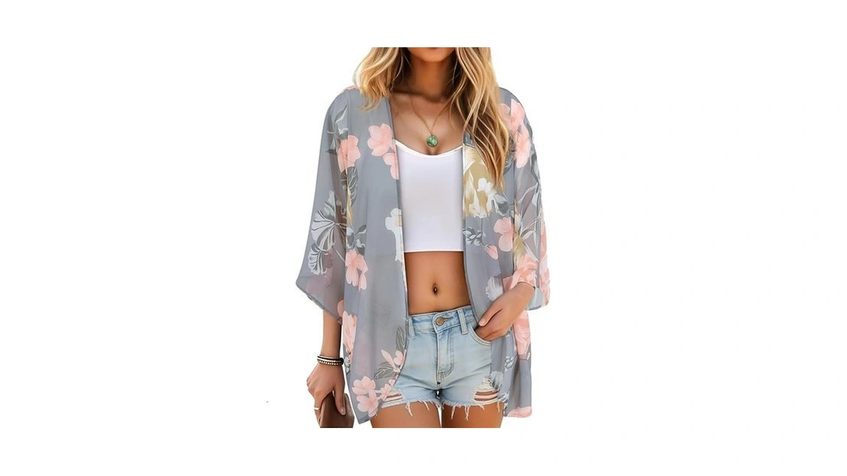 Women S Kimono Cover Up Floral Print 3 4 Sleeve... - Coupon