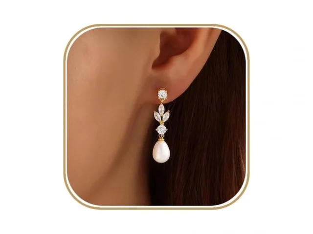 Pearl Earrings For Women 14k Gold Plated Dangle… – Coupon