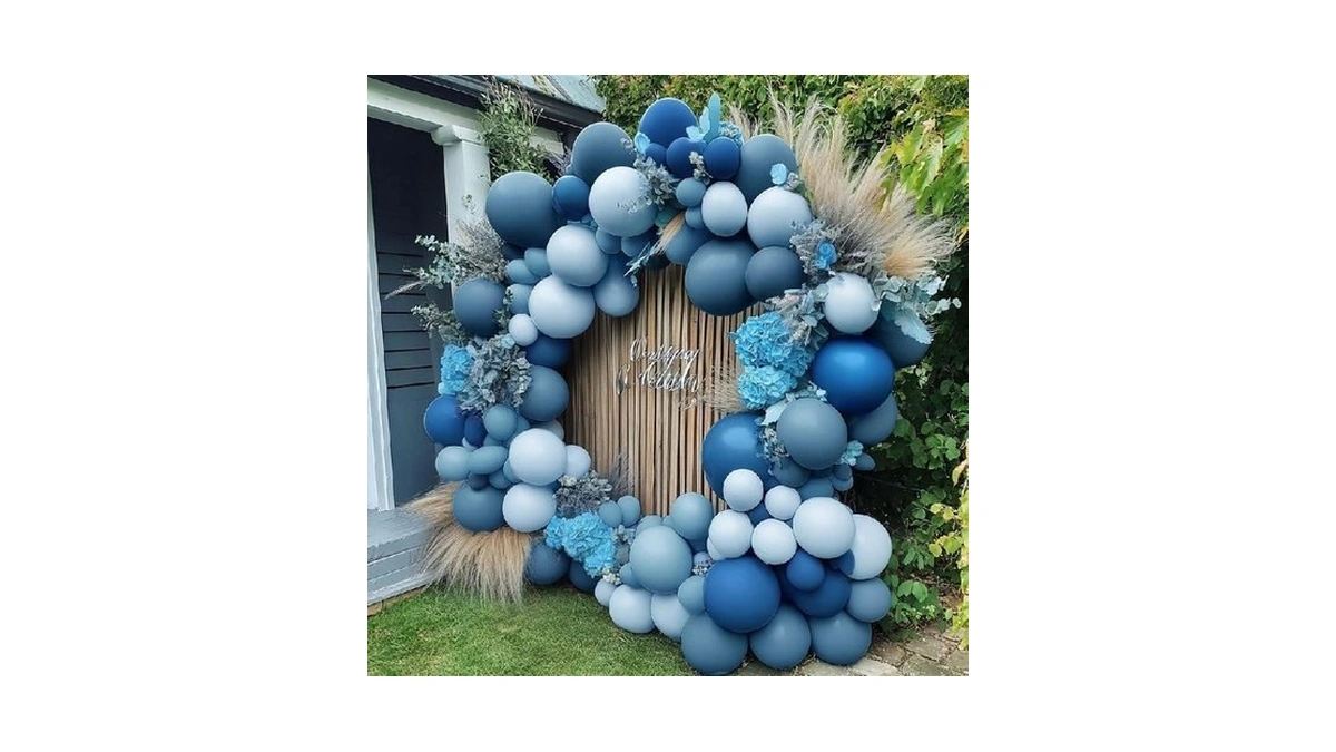 Dusty Blue Balloon Arch Double Stuffed Light Dark... - Coupon