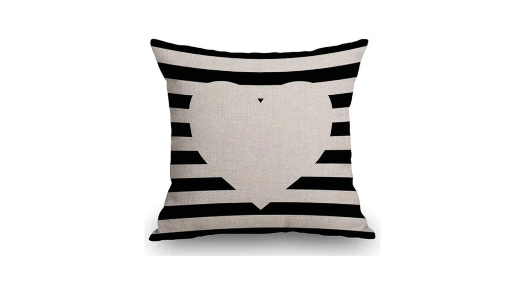 Ssoiu Black Stripes With Heart Design Throw Pillow... - Coupon