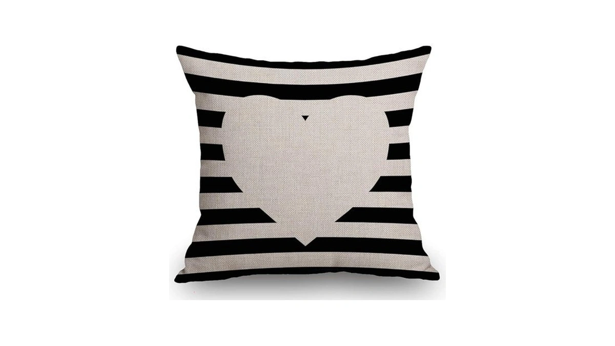 Ssoiu Black Stripes With Heart Design Throw Pillow... - Coupon