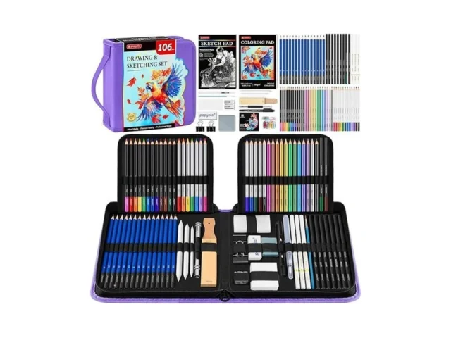106 Pack Art Supplies Sketching Kit With 3-color… – Coupon