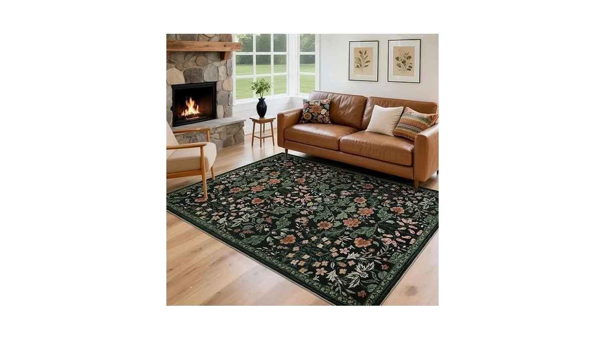 Floral Area Rug For Living Room 5x7 Washable Soft... - Coupon