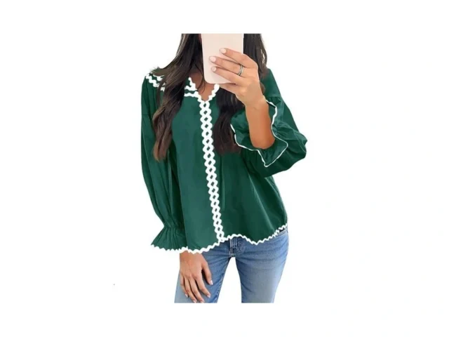 Cicy Bell Womens Ruffle Puff Sleeve Blouse V Neck… – Coupon