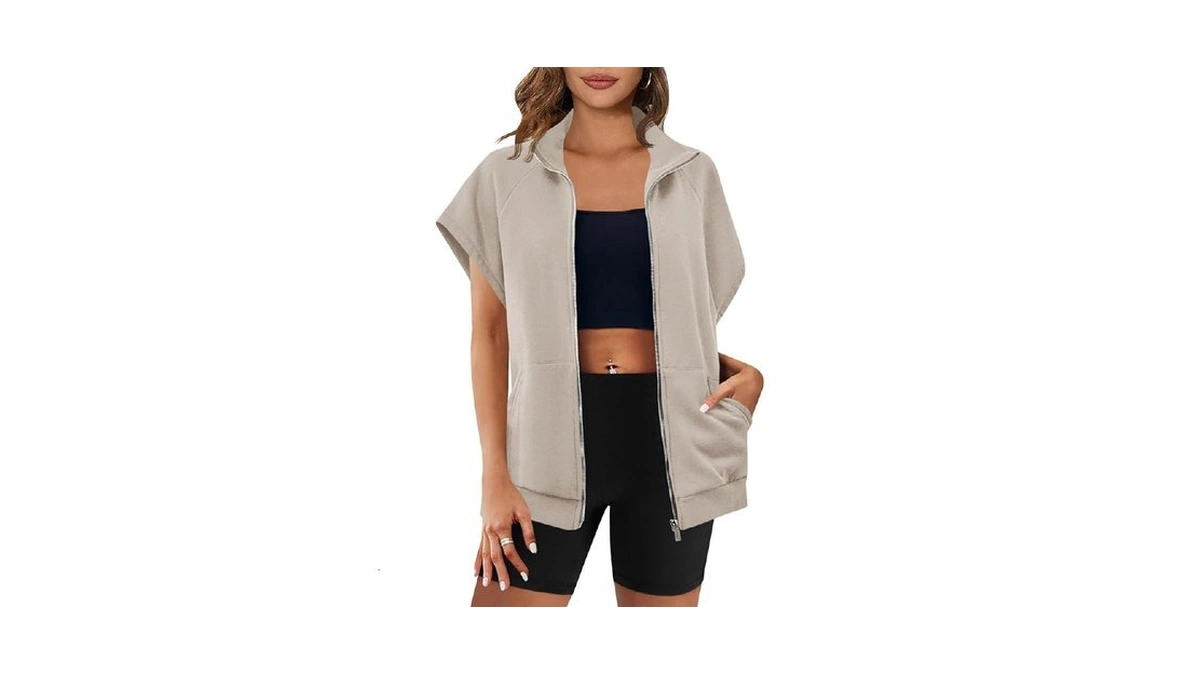 Fisoew Women S Zip Up Sweatshirts Sleeveless... - Coupon