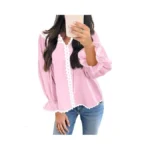 Cicy Bell Womens Ruffle Puff Sleeve Blouse V Neck... - Coupon