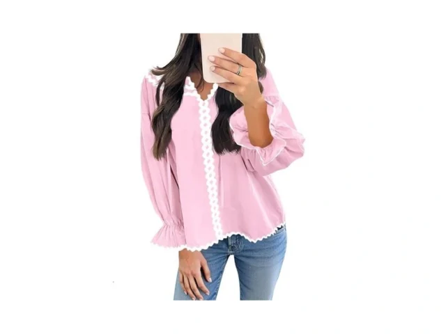 Cicy Bell Womens Ruffle Puff Sleeve Blouse V Neck… – Coupon