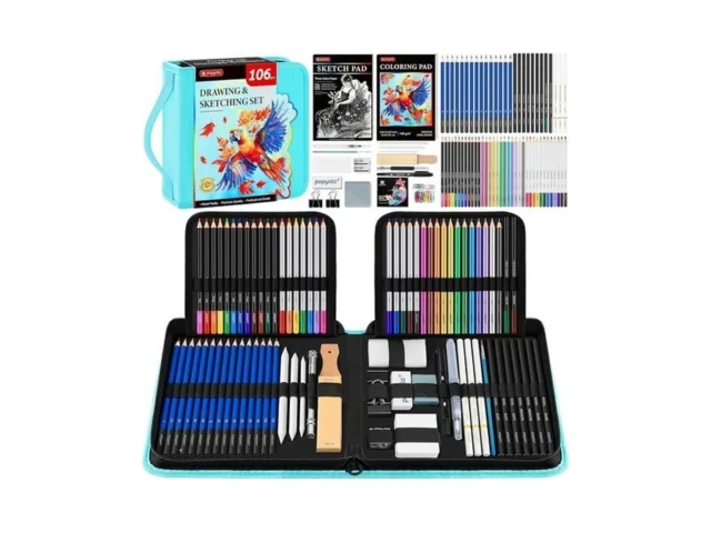 106 Pack Art Supplies Sketching Kit With 3-color… – Coupon