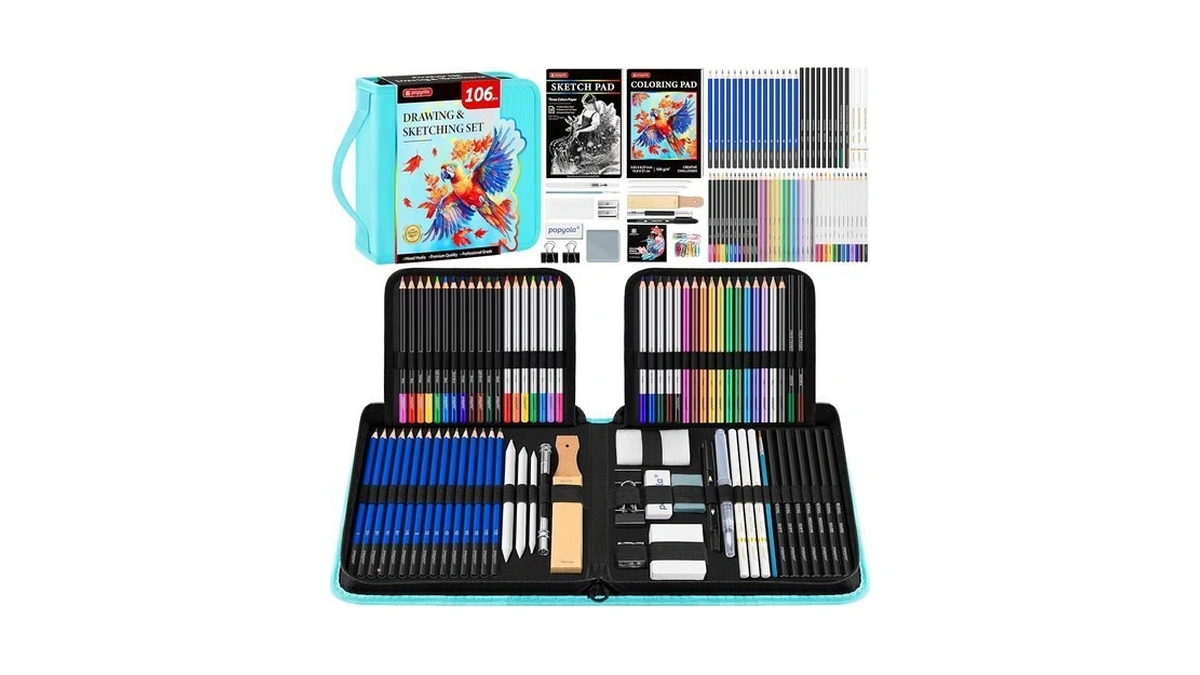106 Pack Art Supplies Sketching Kit With 3-color... - Coupon