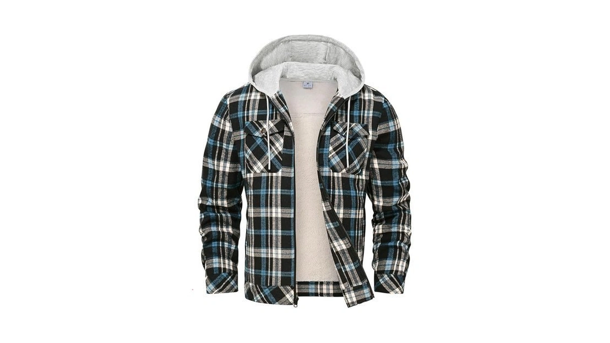 Rdruko Men S Flannel Plaid Shirt Jacket With Hood... - Coupon