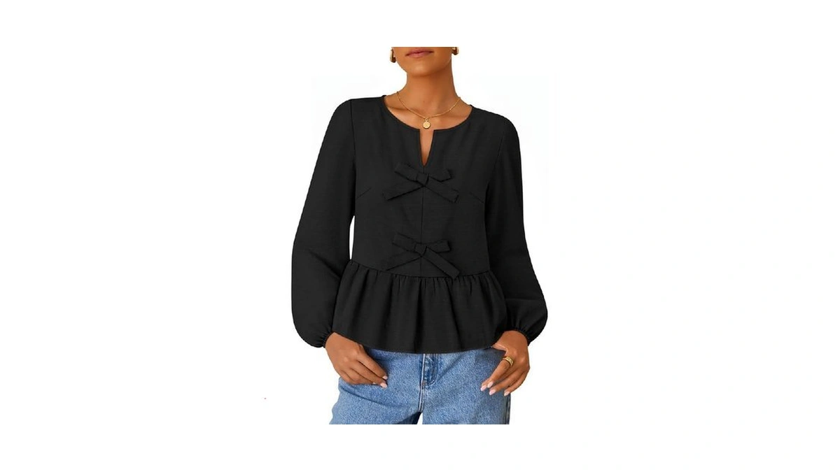 Zesica Women S Long Sleeve Babydoll Tops Crewneck... - Coupon