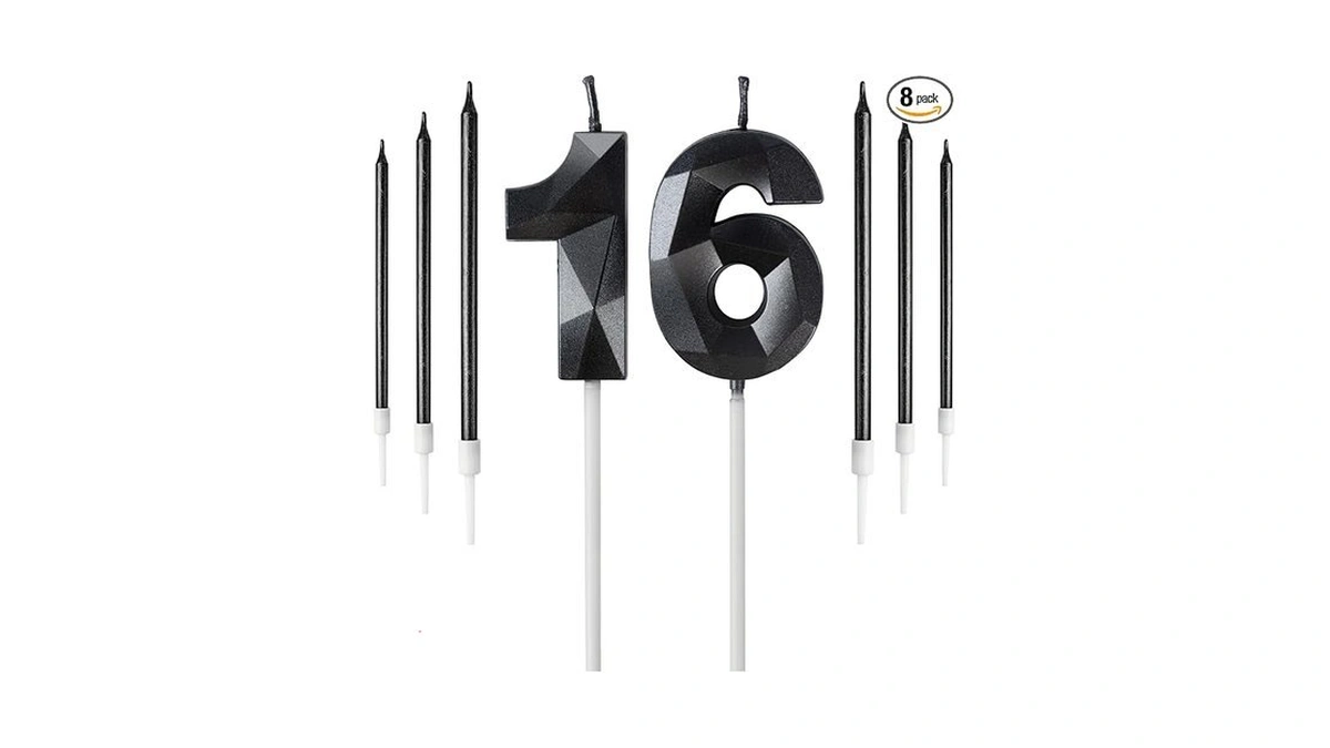 Black Birthday Candles Number 16 Candle With 6pcs... - Coupon