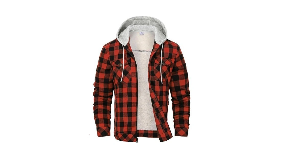Rdruko Men S Flannel Plaid Shirt Jacket With Hood... - Coupon