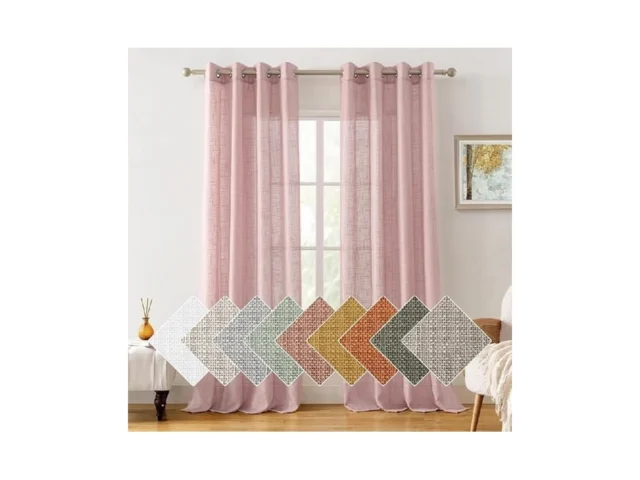 Homeideas Pink Linen Textured Sheer Curtains 108… – Coupon