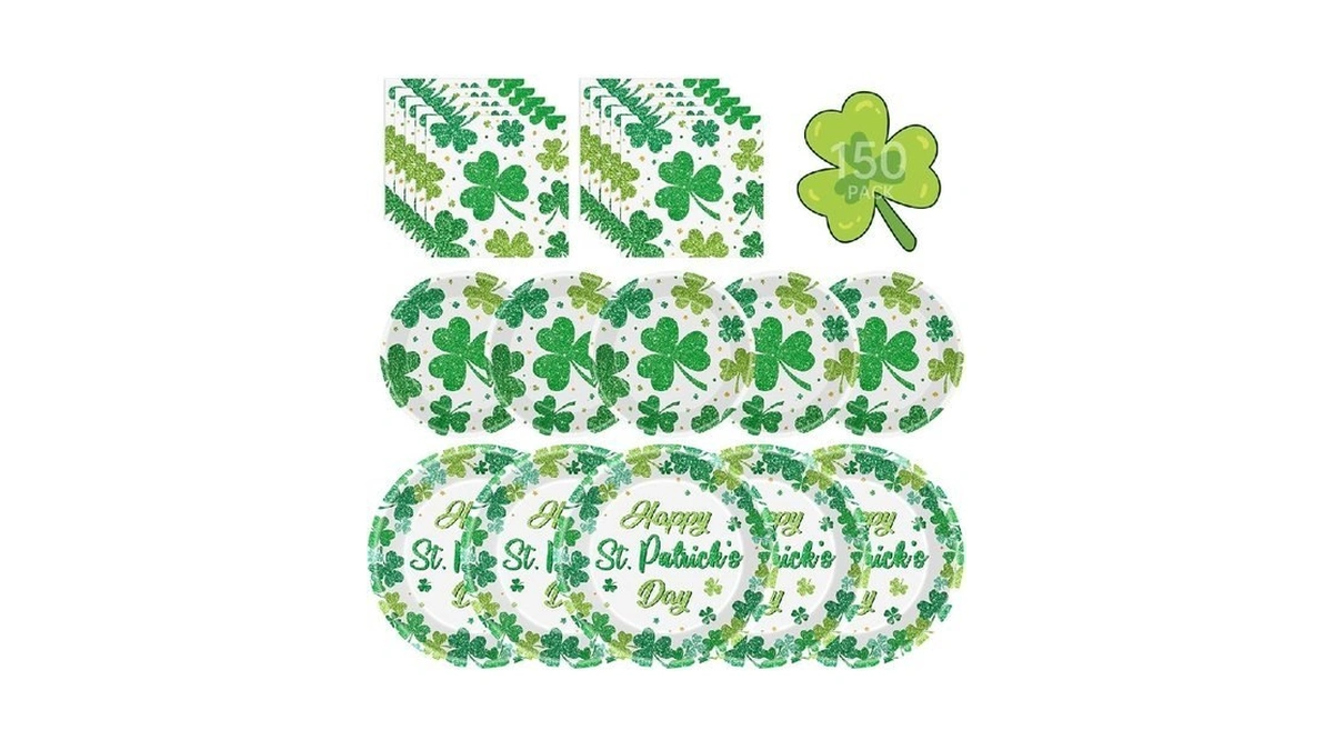 150 Pcs Happy St Patricks Day Plates And Napkins... - Coupon