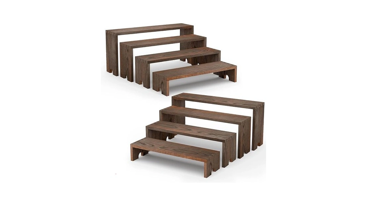 Nyamofly 2 Set Wooden Tiered Risers Display Stands... - Coupon
