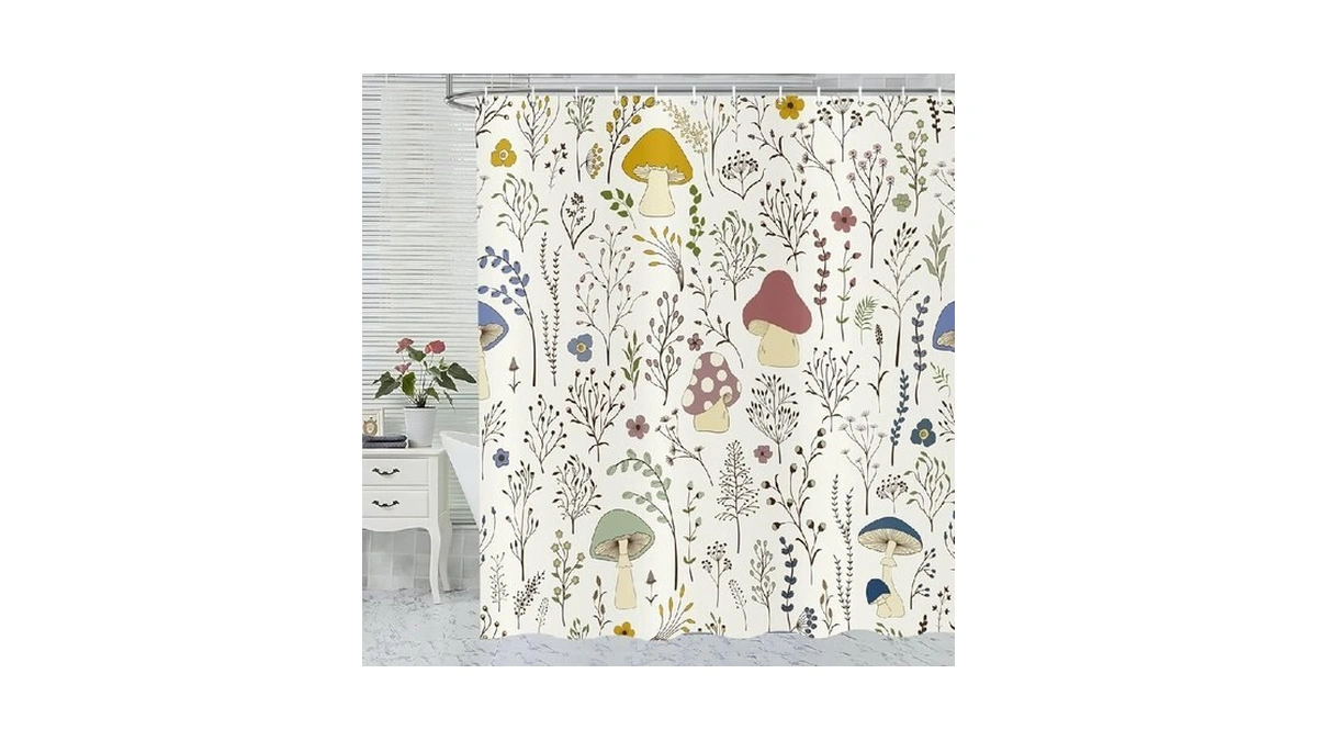 Defouliao Mushroom Shower Curtain Cute Funny Floral... - Coupon