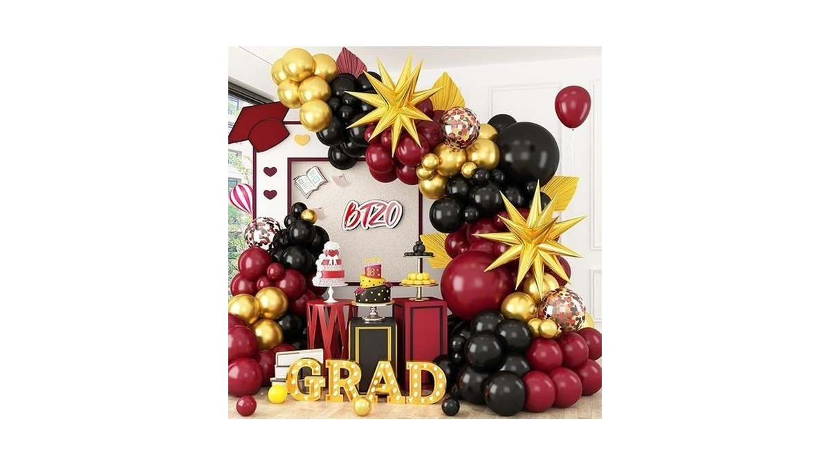 Burgundy Balloon Arch Kit Black Gold Maroon Balloon... - Coupon