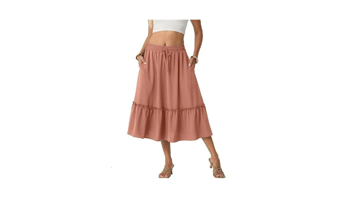 Freeoak Women S Printed High Waisted A-line Midi... - Coupon