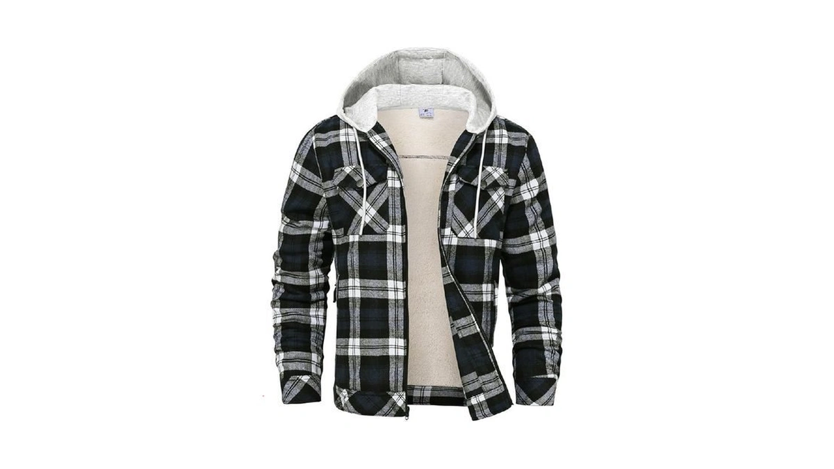 Rdruko Men S Flannel Plaid Shirt Jacket With Hood... - Coupon