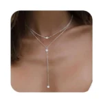 Poaiiu Lariat Sliver Plated Necklace For Women... - Coupon