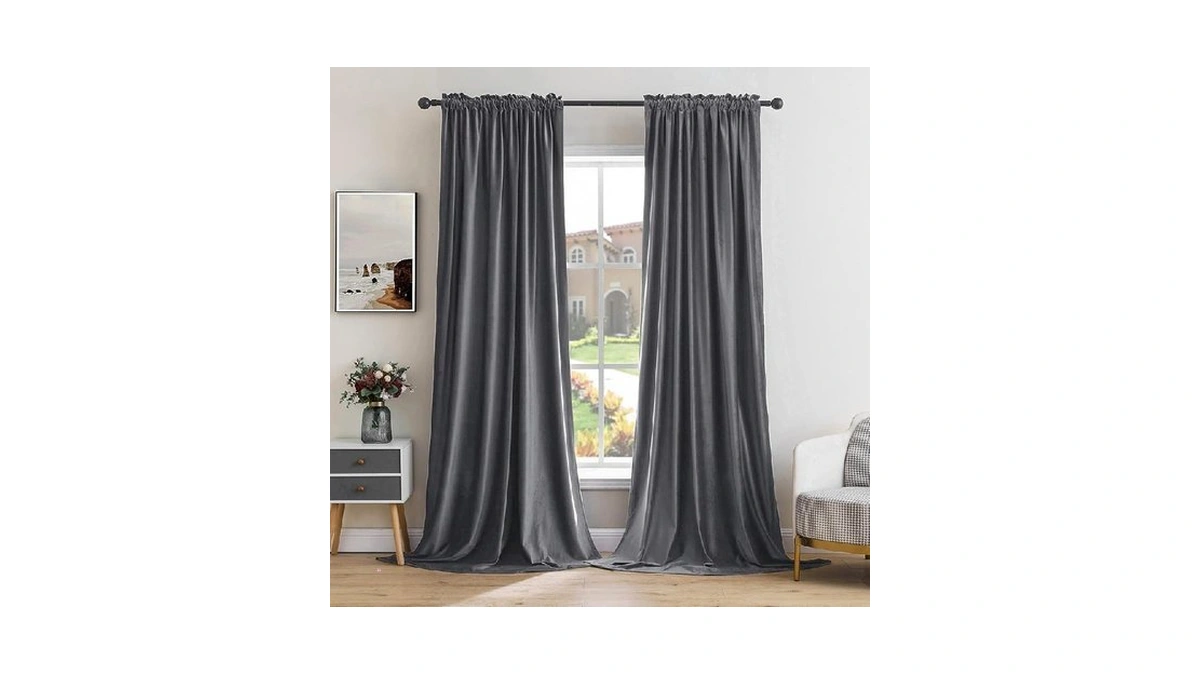 Miulee Grey Velvet Curtains Thermal Insulated... - Coupon