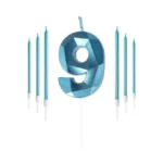 Blue Birthday Candles Number 9 Candle With 6pcs... - Coupon