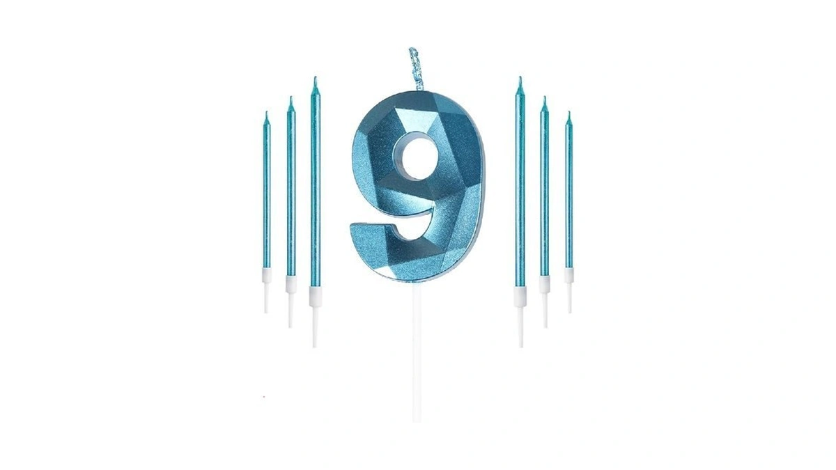 Blue Birthday Candles Number 9 Candle With 6pcs... - Coupon
