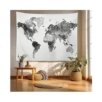 Batmerry Black White Tapestry Map Of The World Map... - Coupon