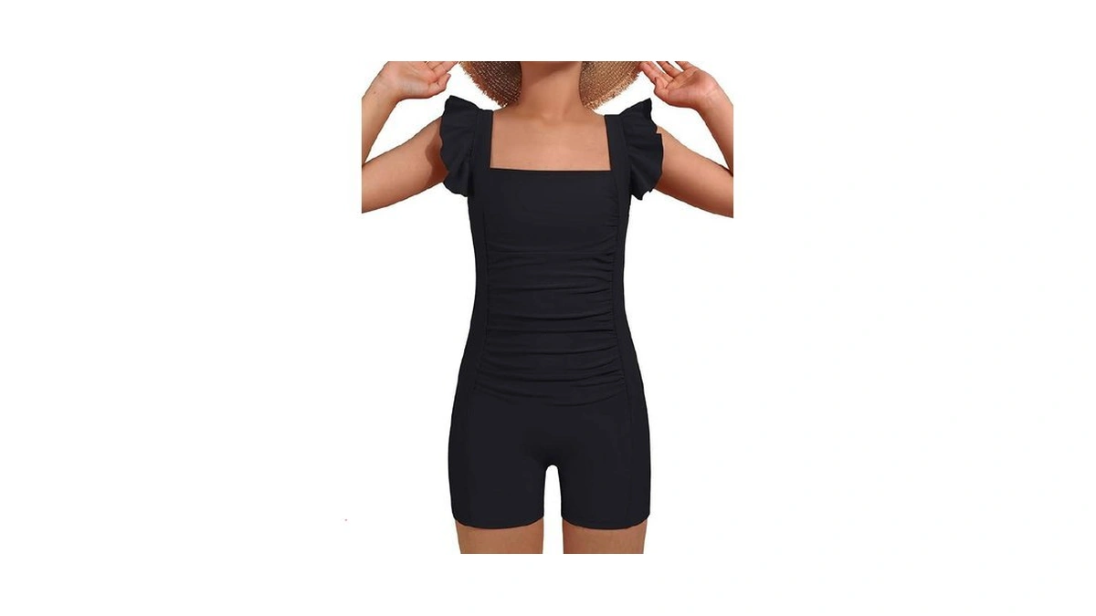 Beautyin Girls One Piece Swimsuits Solid Bathing... - Coupon