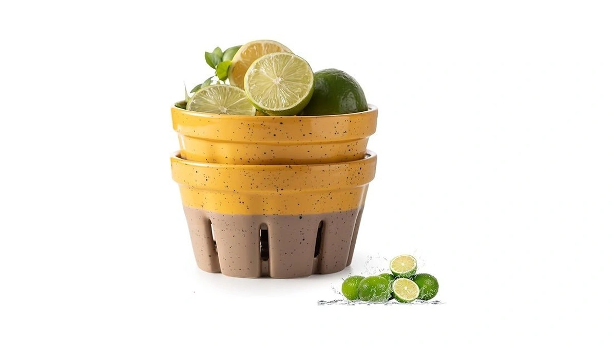 Gomakren Ceramic Berry Basket With Holes Round... - Coupon
