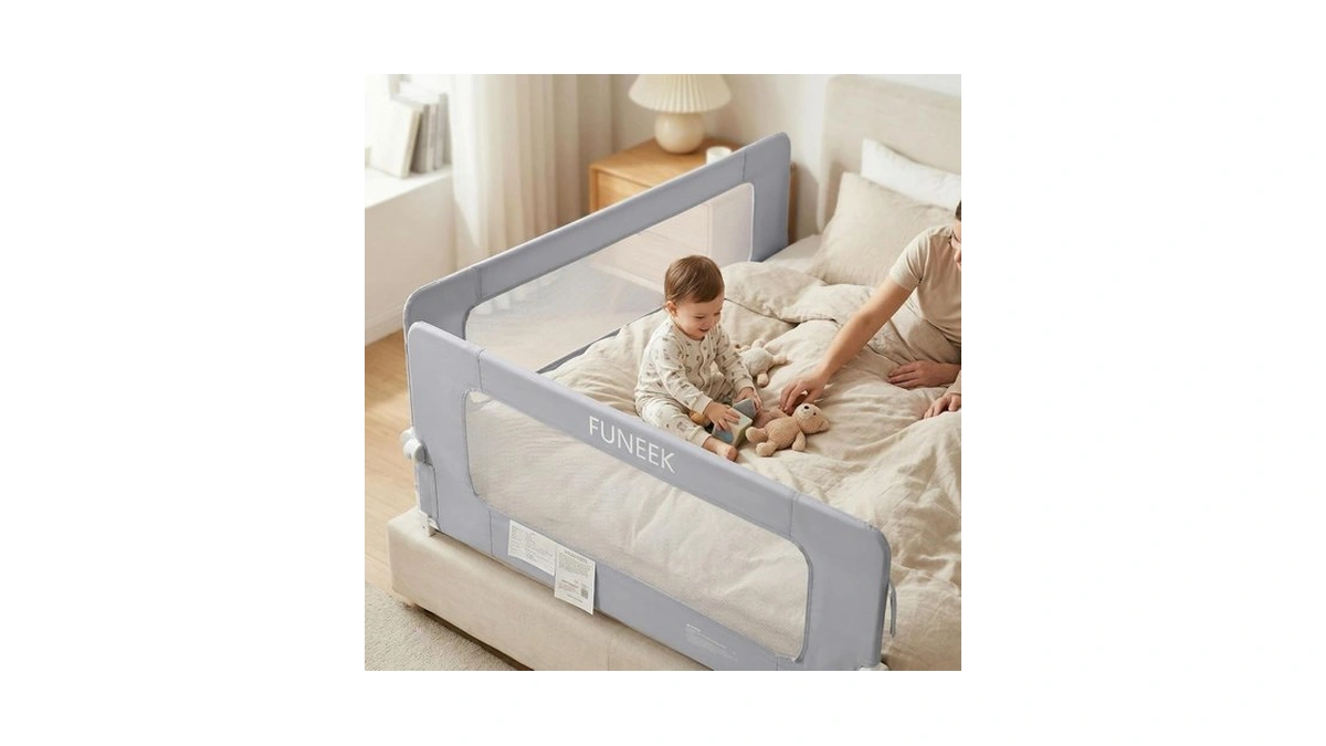 Funeek Bed Rail For Toddlers 59 L Swing Down Crib... - Coupon