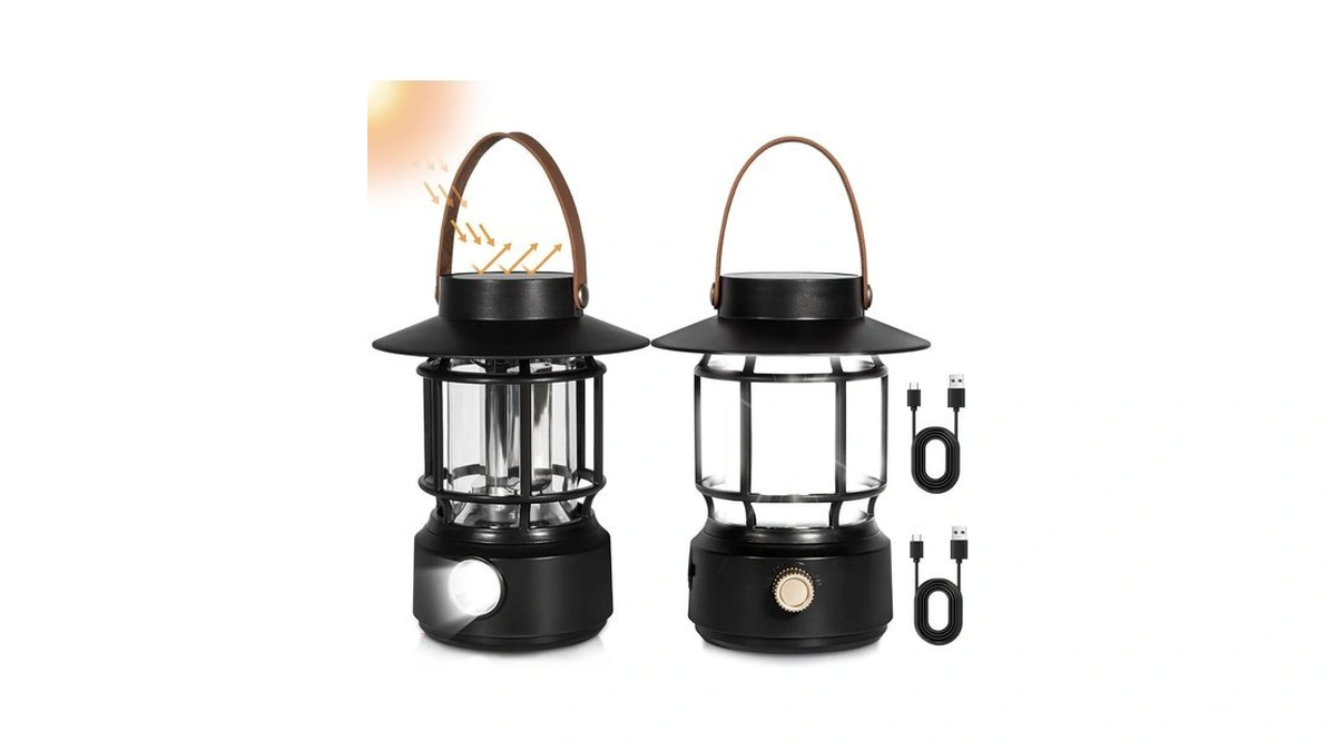 Led Camping Lantern 2 Pack 1000lm Solar Lantern... - Coupon