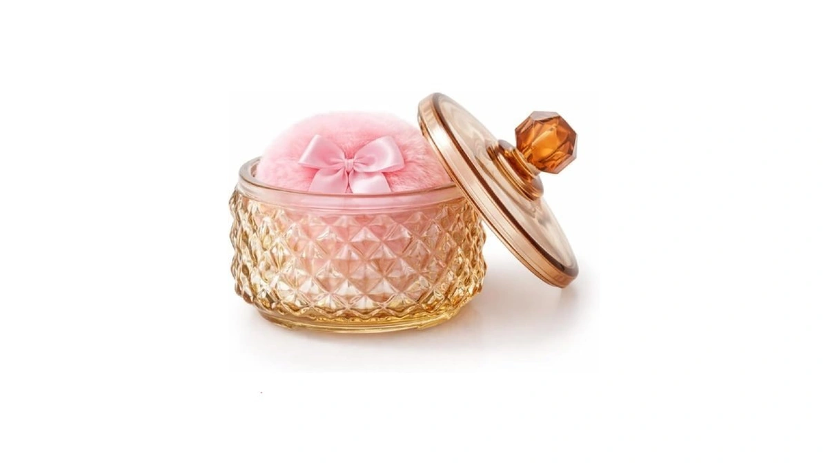 Vintage Crystal Dusting Jar Velvet Body Powder Puff... - Coupon